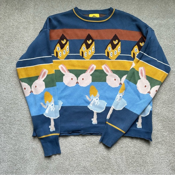 Vintage Ms and Dn 90s Disney Alice in Wonderland and Her Rabbit Sweater - Picture 1 of 7